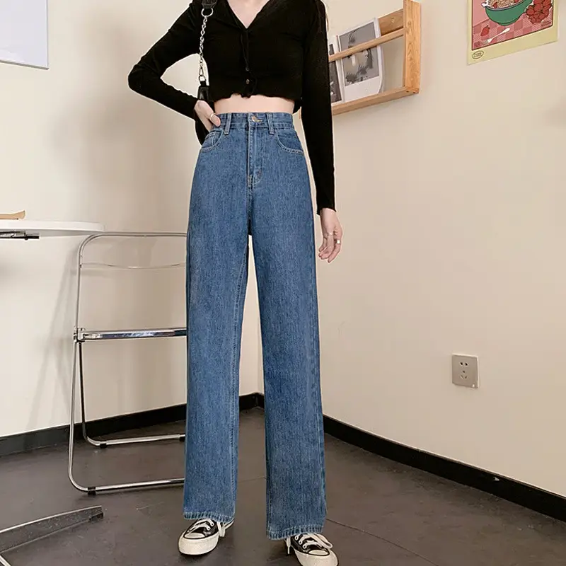 Women's Black Wide Leg Pants with High Waist Drawstring - Image 7