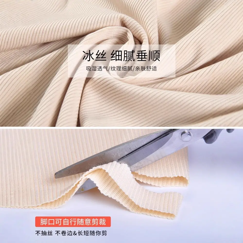 Women Ice Silk Wide Leg Pants Black Spring Summer - Image 8