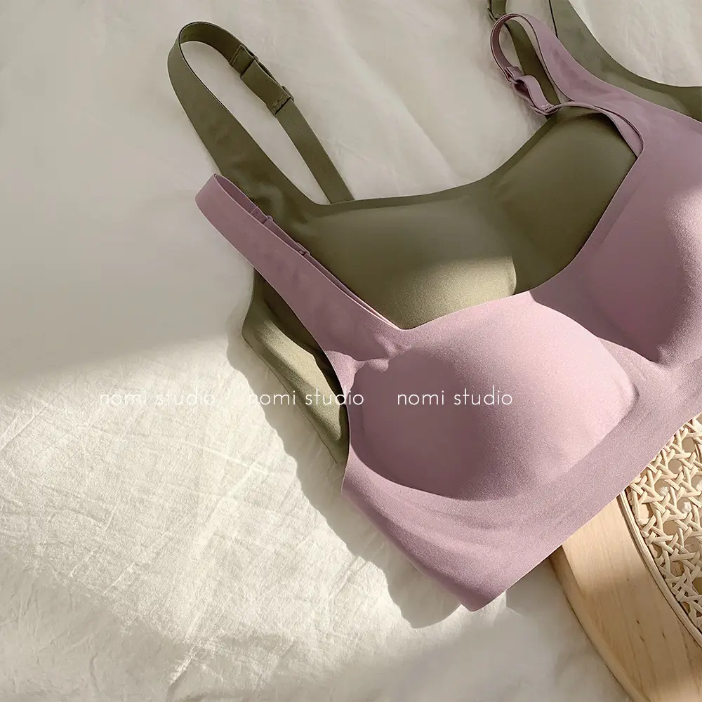 metwo French Style Small Square Collar One-character Collar Air bra without Steel Rings Thin Gathering Collapsible Emulsion bra Underwear for Women