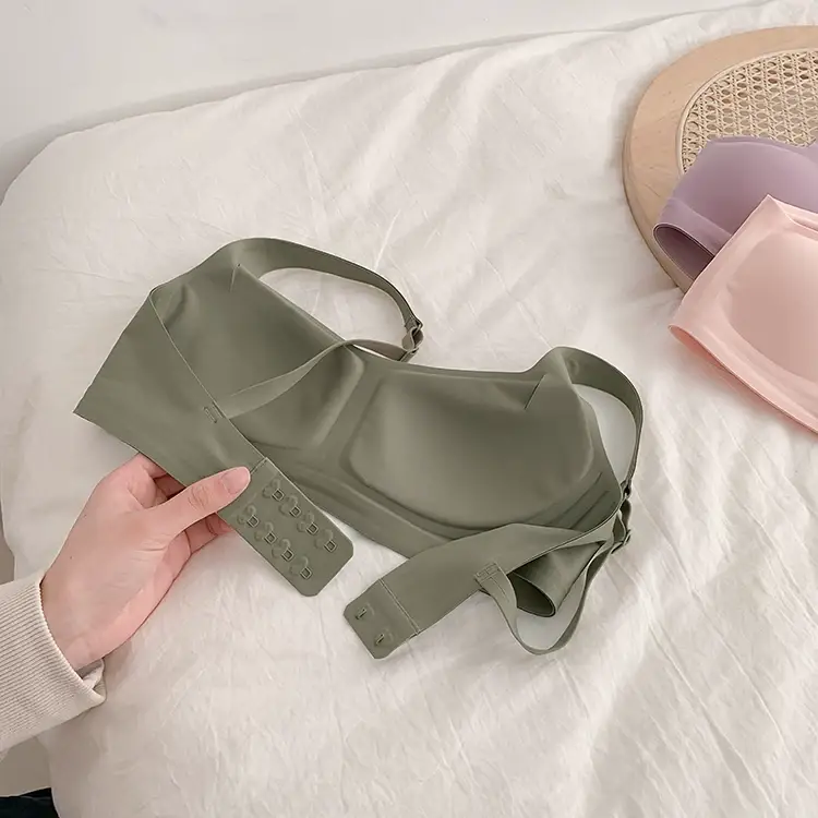 metwo French Style Small Square Collar One-character Collar Air bra without Steel Rings Thin Gathering Collapsible Emulsion bra Underwear for Women — feature 13