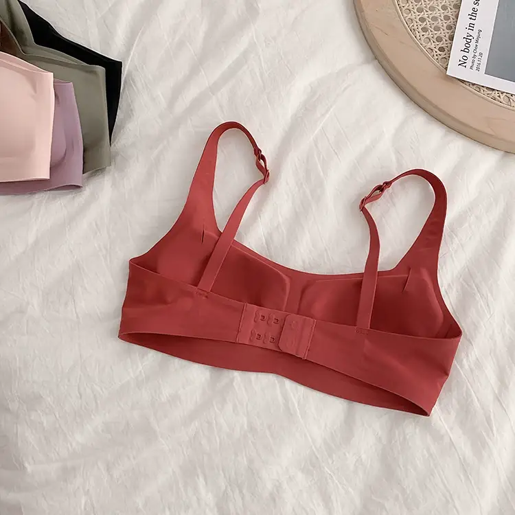 metwo French Style Small Square Collar One-character Collar Air bra without Steel Rings Thin Gathering Collapsible Emulsion bra Underwear for Women — feature 14