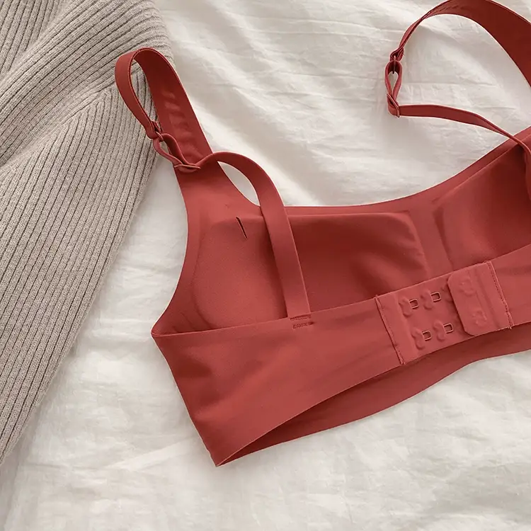 metwo French Style Small Square Collar One-character Collar Air bra without Steel Rings Thin Gathering Collapsible Emulsion bra Underwear for Women — feature 15