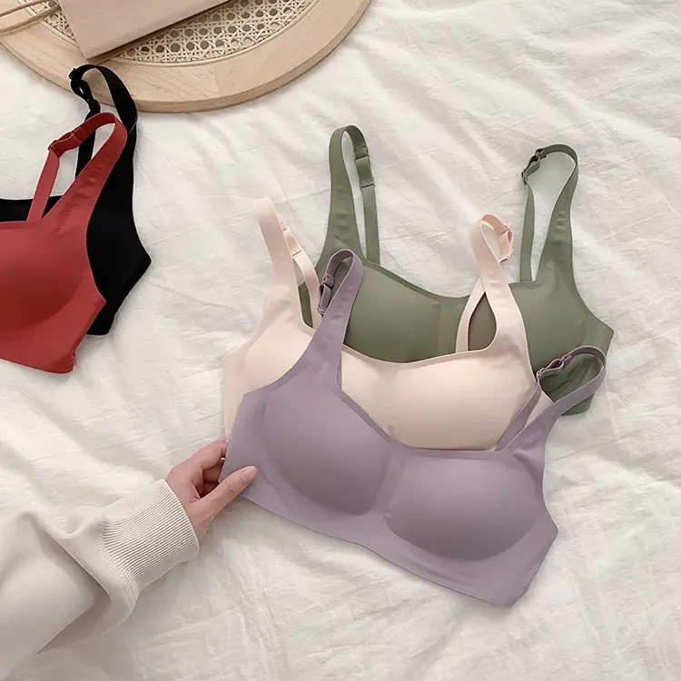 metwo French Style Small Square Collar One-character Collar Air bra without Steel Rings Thin Gathering Collapsible Emulsion bra Underwear for Women — feature 6