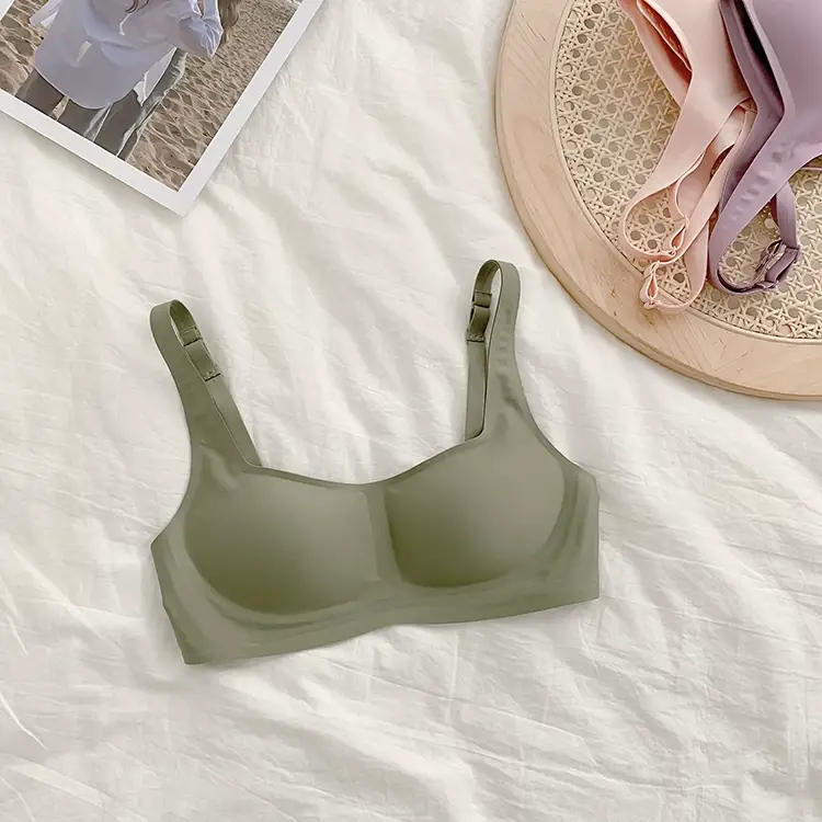 metwo French Style Small Square Collar One-character Collar Air bra without Steel Rings Thin Gathering Collapsible Emulsion bra Underwear for Women — feature 7