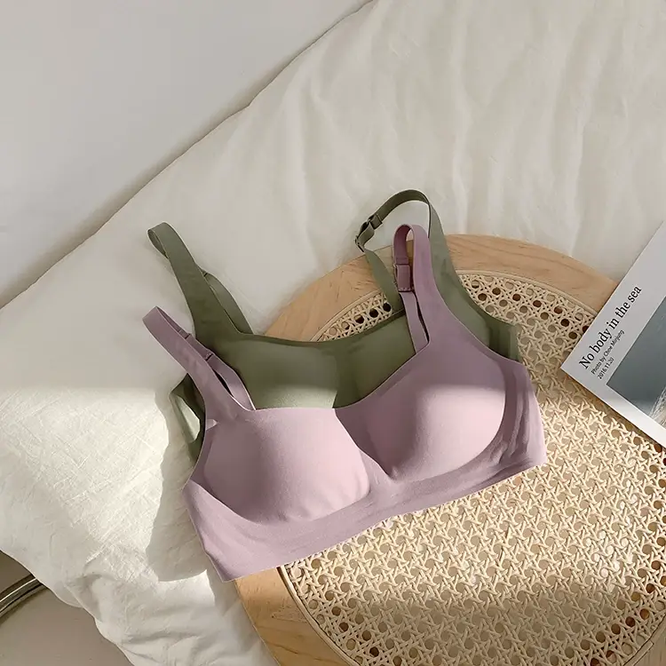 metwo French Style Small Square Collar One-character Collar Air bra without Steel Rings Thin Gathering Collapsible Emulsion bra Underwear for Women — feature 9