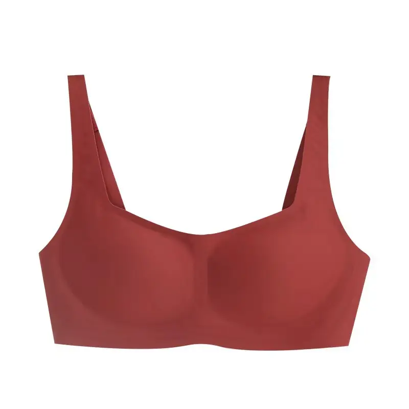 metwo French Style Small Square Collar One-character Collar Air bra without Steel Rings Thin Gathering Collapsible Emulsion bra Underwear for Women