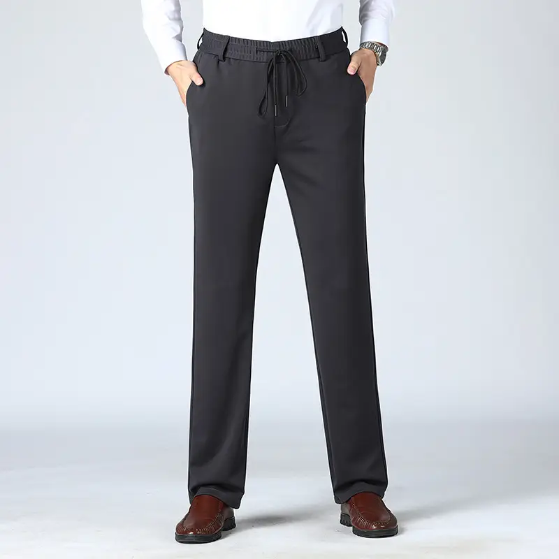 Youth Thick High Waist Straight Trousers Solid Gray - Image 6