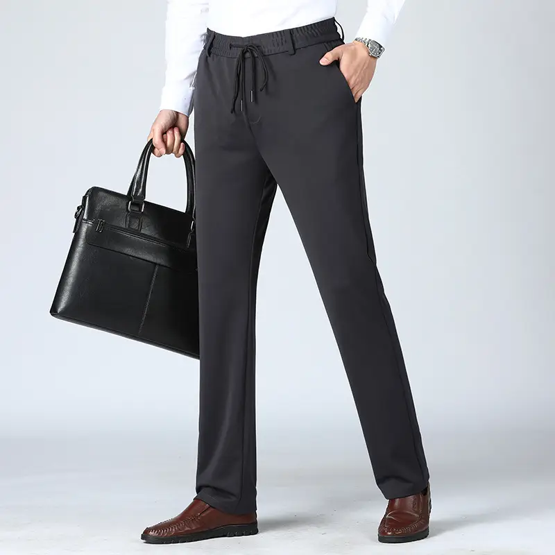Youth Thick High Waist Straight Trousers Solid Gray - Image 4