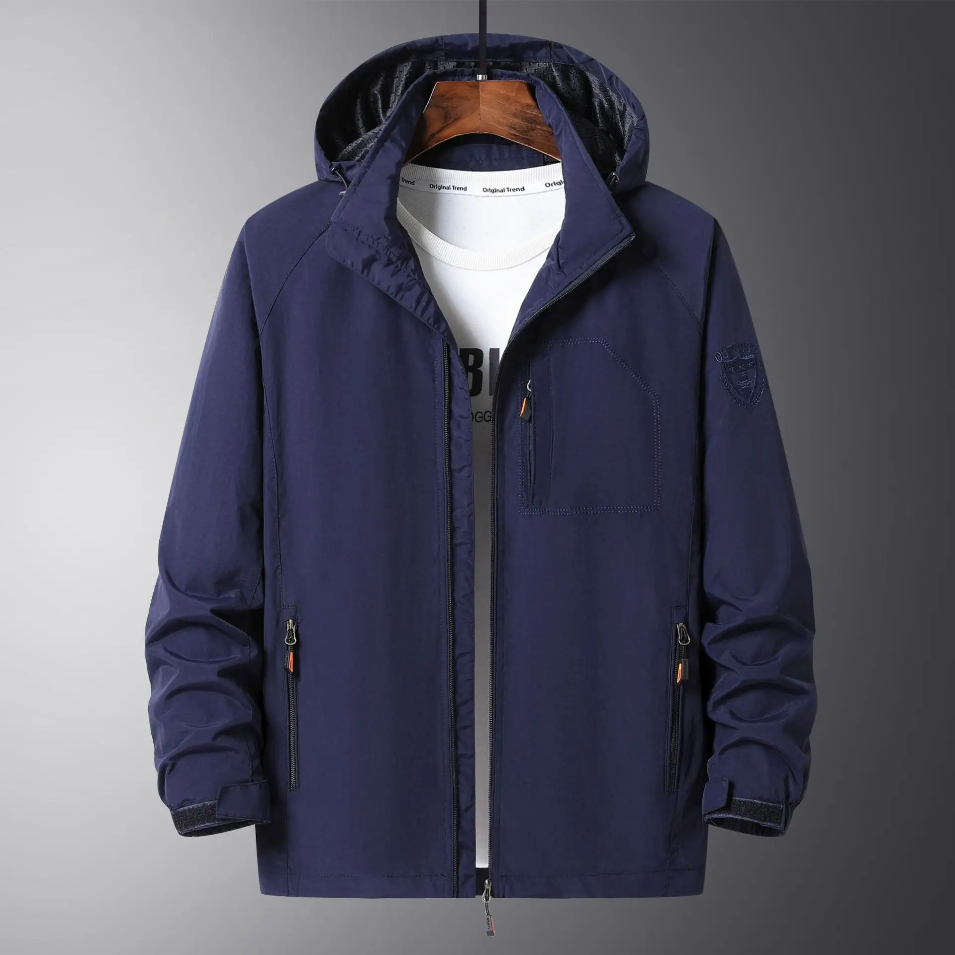 Men Hooded Spring Coat Olive Green 2023 Large Multi-Pocket - Image 7