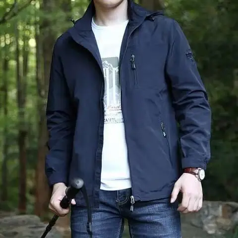 Men Hooded Spring Coat Olive Green 2023 Large Multi-Pocket - Image 4