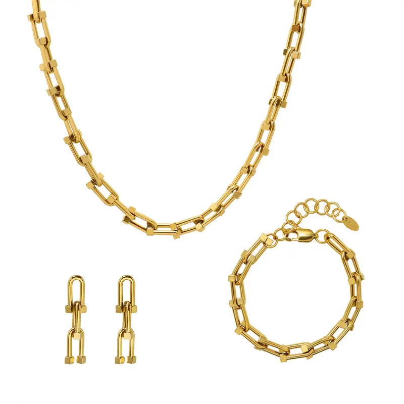 Titanium Steel Horseshoe Buckle Necklace Set for Women - Image 11