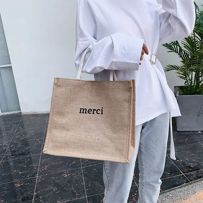 Korea Fashion Linen Handbag for Women 2022 - Image 2