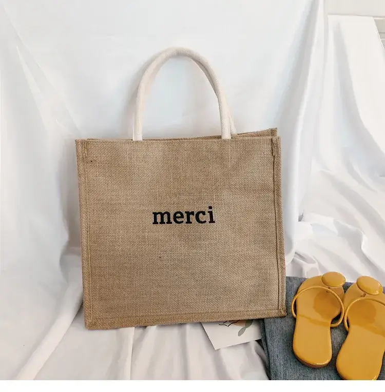 Korea Fashion Linen Handbag for Women 2022 - Image 5