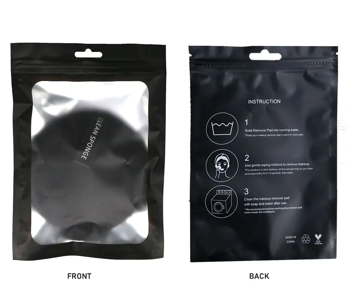 Black Makeup Remover Puff 3 Pieces Set - Image 4