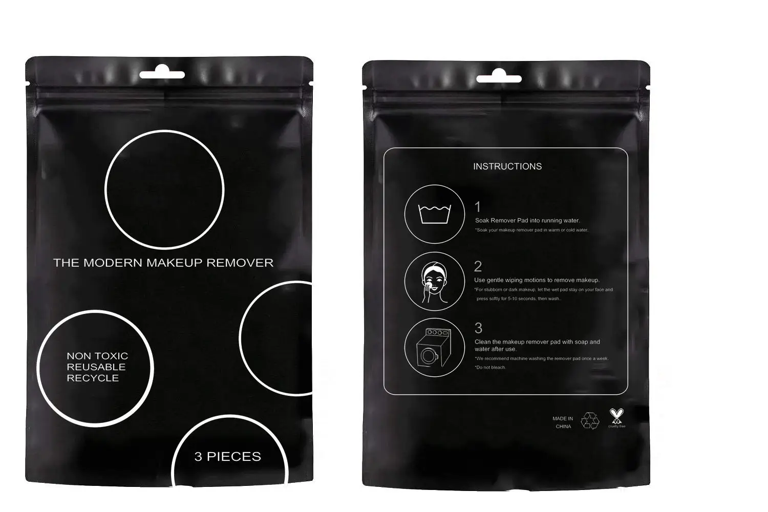 Black Makeup Remover Puff 3 Pieces Set - Image 5