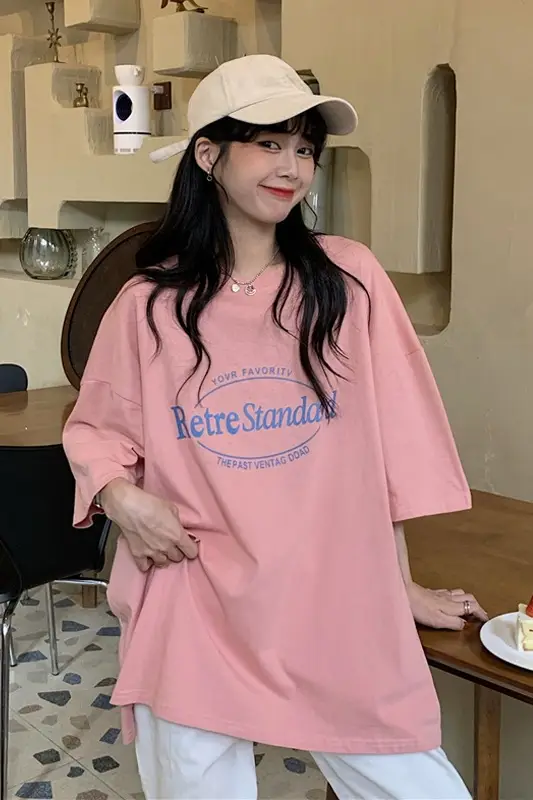 Summer 2025 Loose Plus Size Bfe Style Pink T-Shirt — feature 29