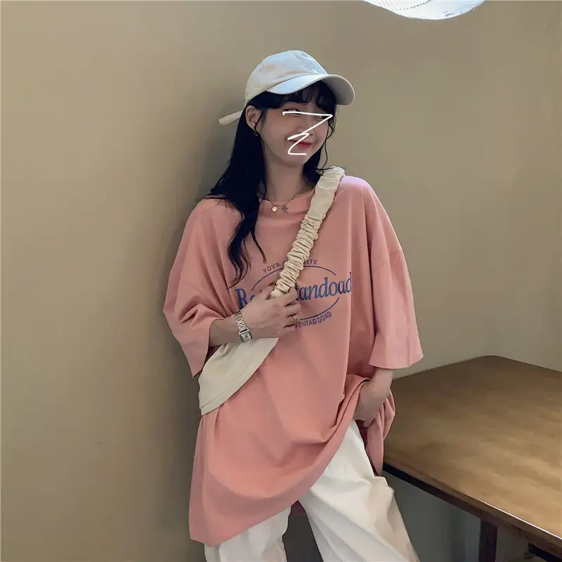 Summer 2025 Loose Plus Size Bfe Style Pink T-Shirt — feature 4