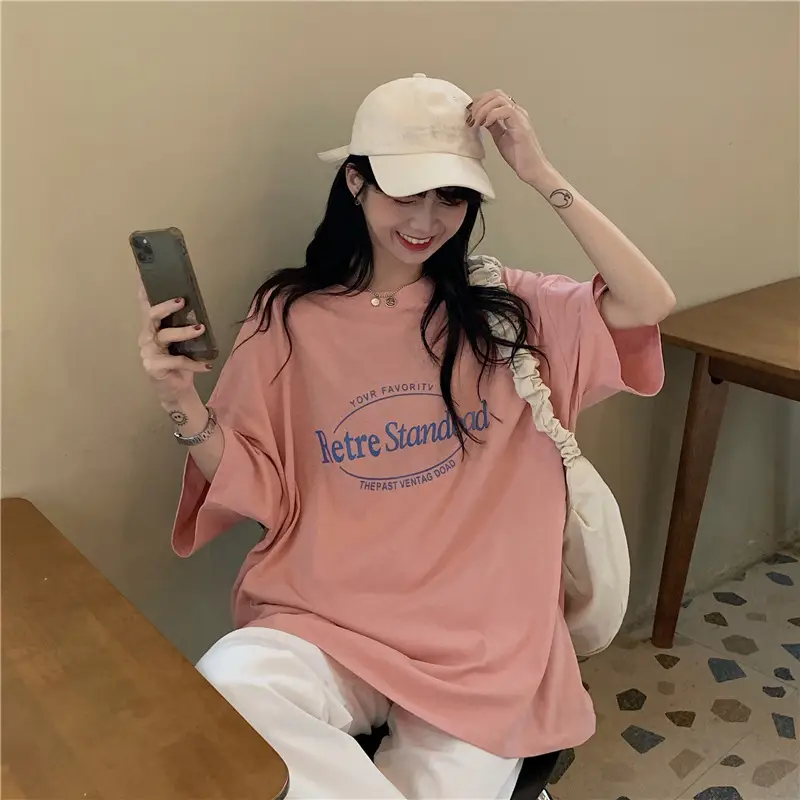 Summer 2025 Loose Plus Size Bfe Style Pink T-Shirt — feature 8