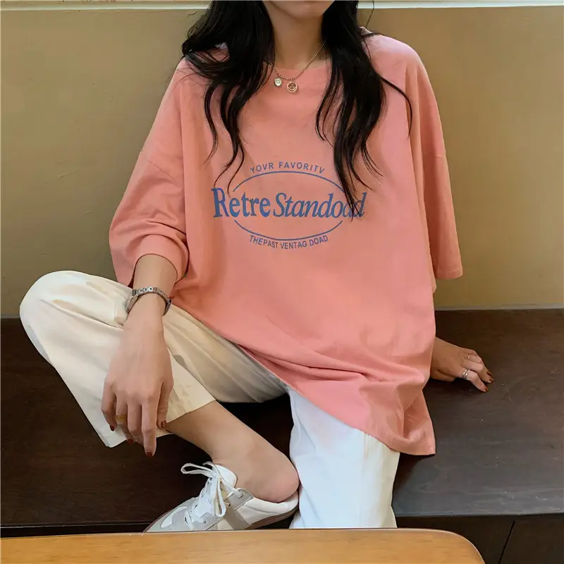 Summer 2025 Loose Plus Size Bfe Style Pink T-Shirt — feature 9