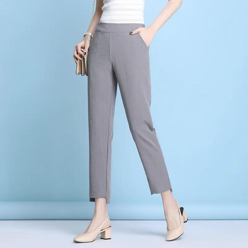 Women's Light Green Cropped Slim Fit Pants 2025 - Image 3