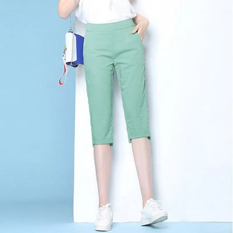 Women's Light Green Cropped Slim Fit Pants 2025 - Image 5