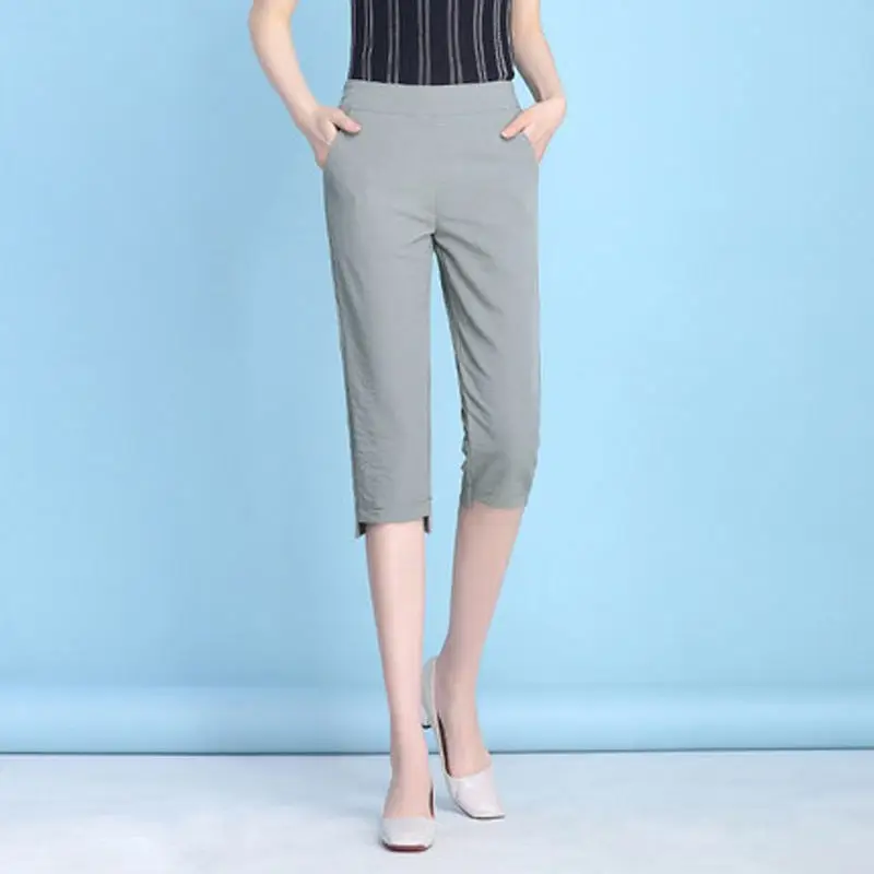 Women's Light Green Cropped Slim Fit Pants 2025 - Image 6