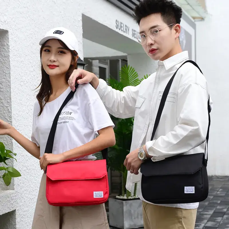 Simple Men's Grey Shoulder Messenger Bag