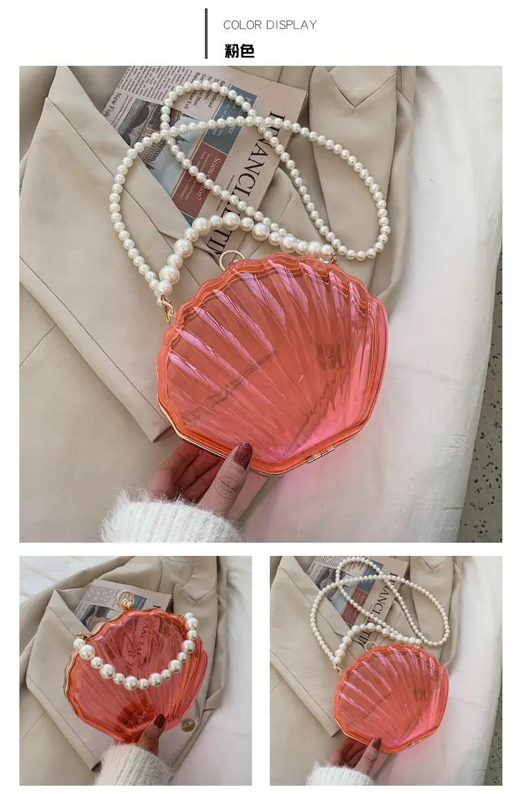 Green Pearl Chain Shell Bag with Acrylic Handle — feature 11