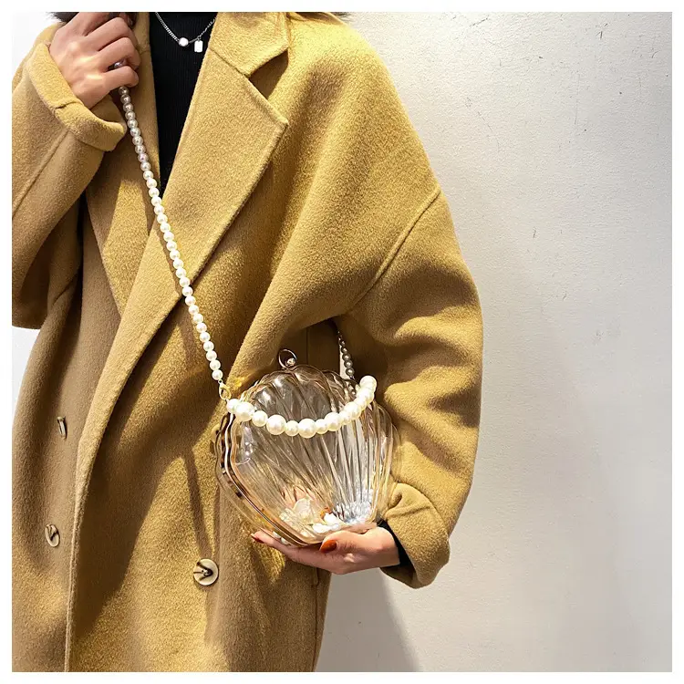 Green Pearl Chain Shell Bag with Acrylic Handle — feature 32