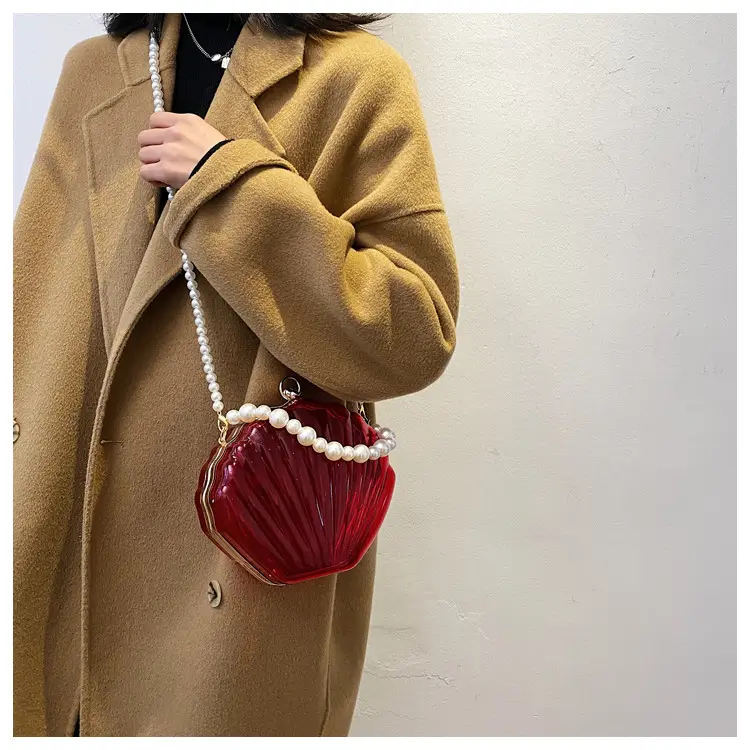 Green Pearl Chain Shell Bag with Acrylic Handle — feature 36