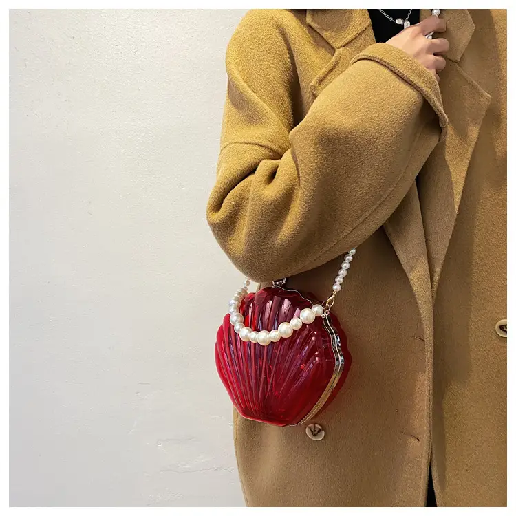 Green Pearl Chain Shell Bag with Acrylic Handle — feature 38