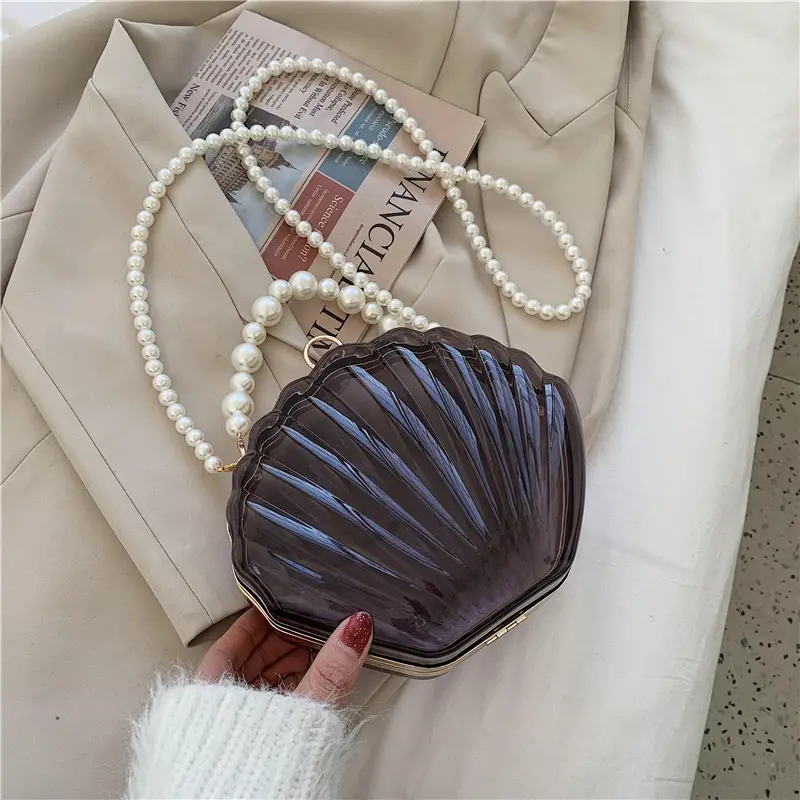 Green Pearl Chain Shell Bag with Acrylic Handle — feature 40