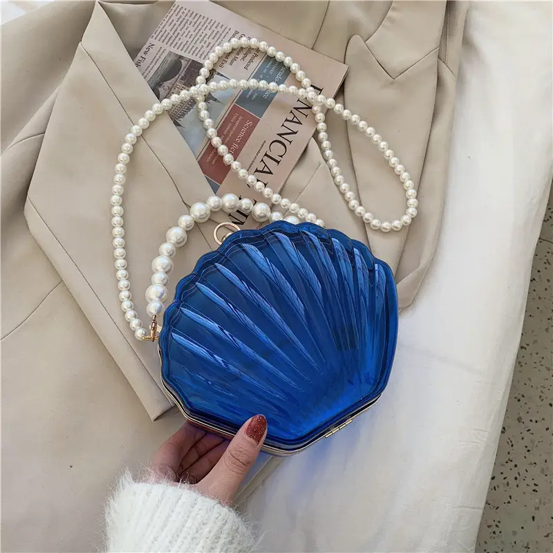 Green Pearl Chain Shell Bag with Acrylic Handle — feature 41