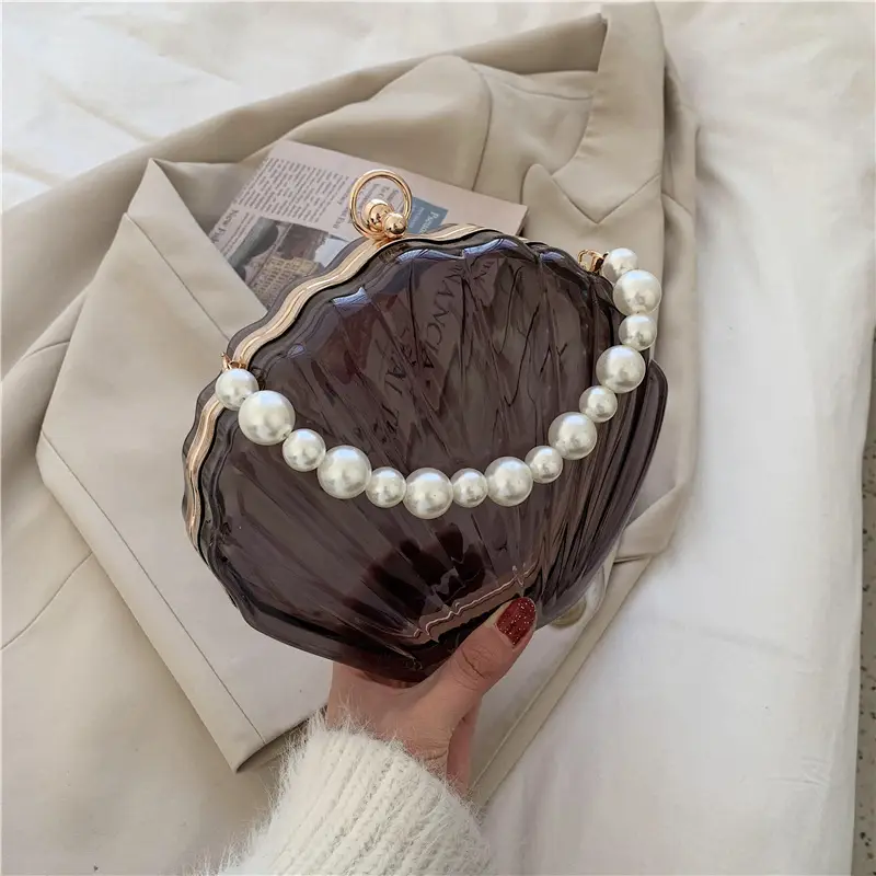 Green Pearl Chain Shell Bag with Acrylic Handle — feature 42