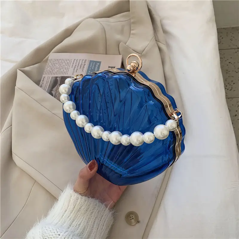 Green Pearl Chain Shell Bag with Acrylic Handle — feature 43