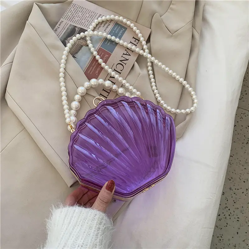 Green Pearl Chain Shell Bag with Acrylic Handle — feature 44