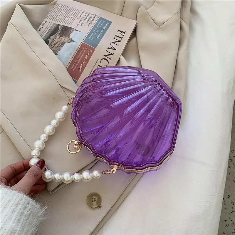 Green Pearl Chain Shell Bag with Acrylic Handle — feature 45