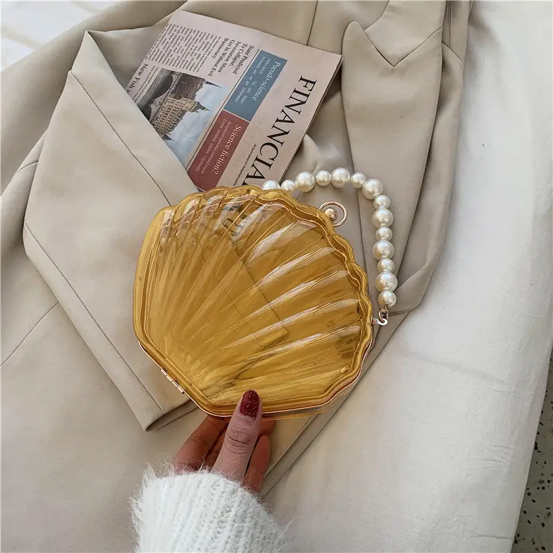 Green Pearl Chain Shell Bag with Acrylic Handle — feature 46