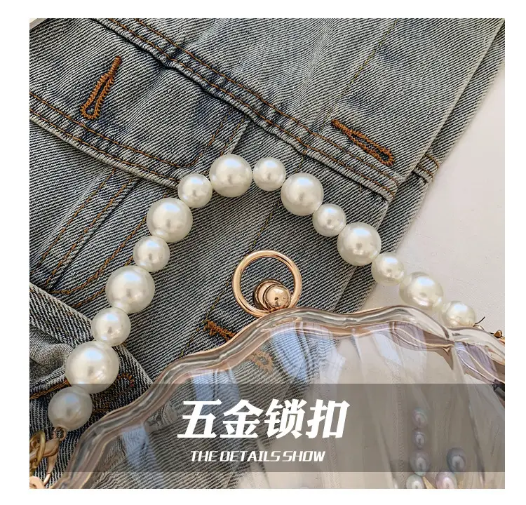 Green Pearl Chain Shell Bag with Acrylic Handle — feature 6
