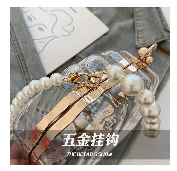 Green Pearl Chain Shell Bag with Acrylic Handle — feature 7