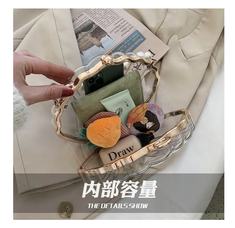 Green Pearl Chain Shell Bag with Acrylic Handle — feature 8