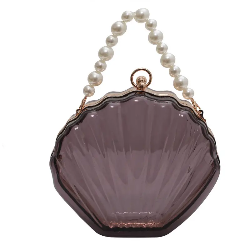 Green Pearl Chain Shell Bag with Acrylic Handle