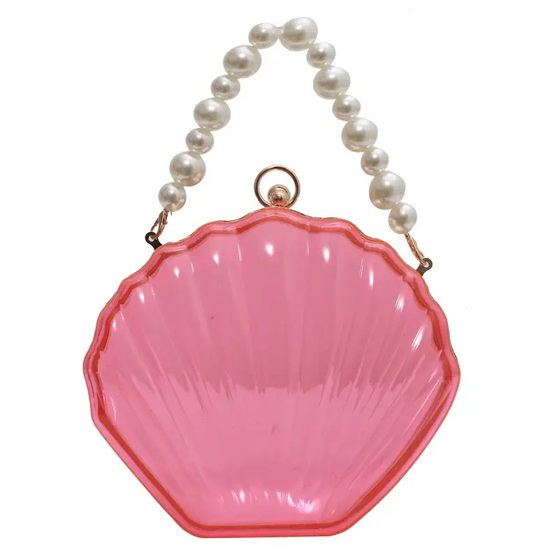 Green Pearl Chain Shell Bag with Acrylic Handle