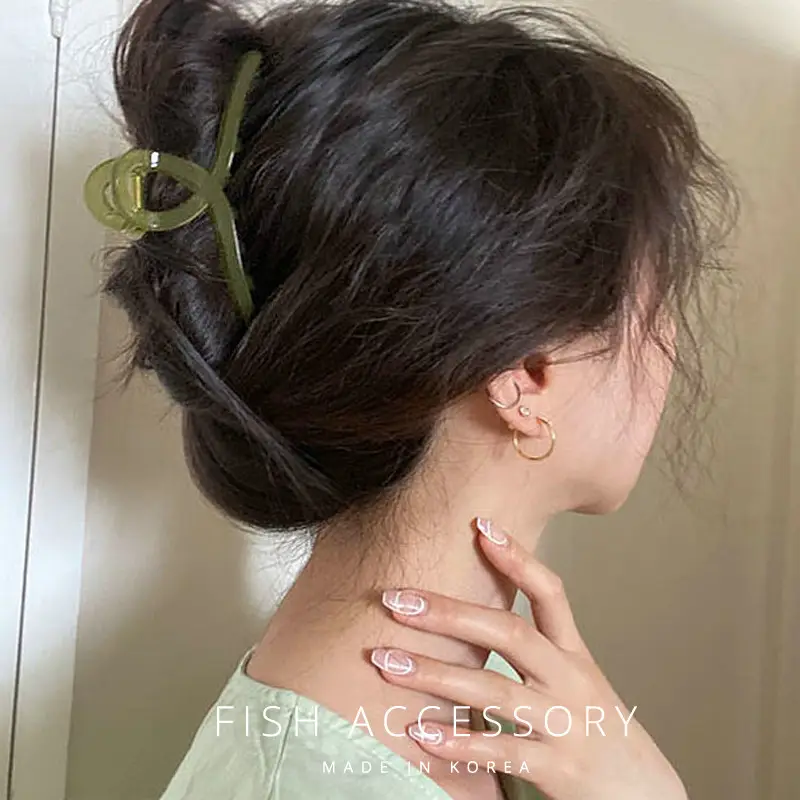 Korean Chic Jelly Green Cross Hair Clip