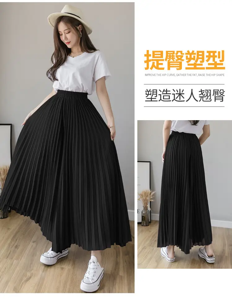 Women's Loose Pleated Chiffon Pants High Waist Purple Blue — feature 14