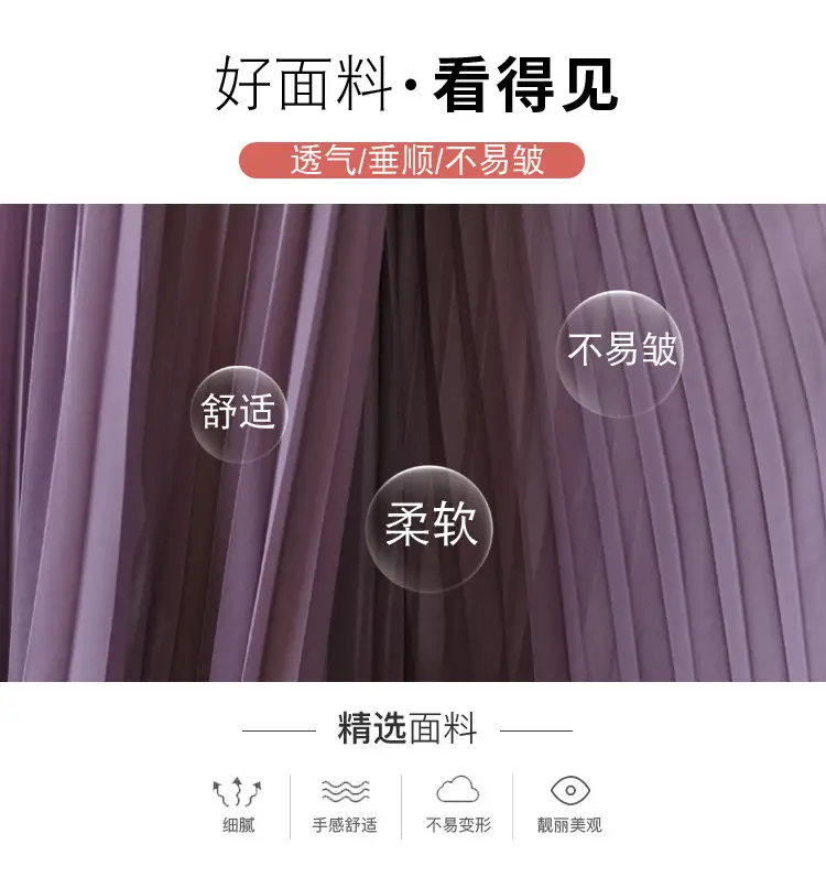 Women's Loose Pleated Chiffon Pants High Waist Purple Blue — feature 19
