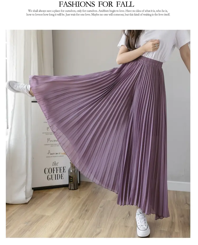 Women's Loose Pleated Chiffon Pants High Waist Purple Blue — feature 39