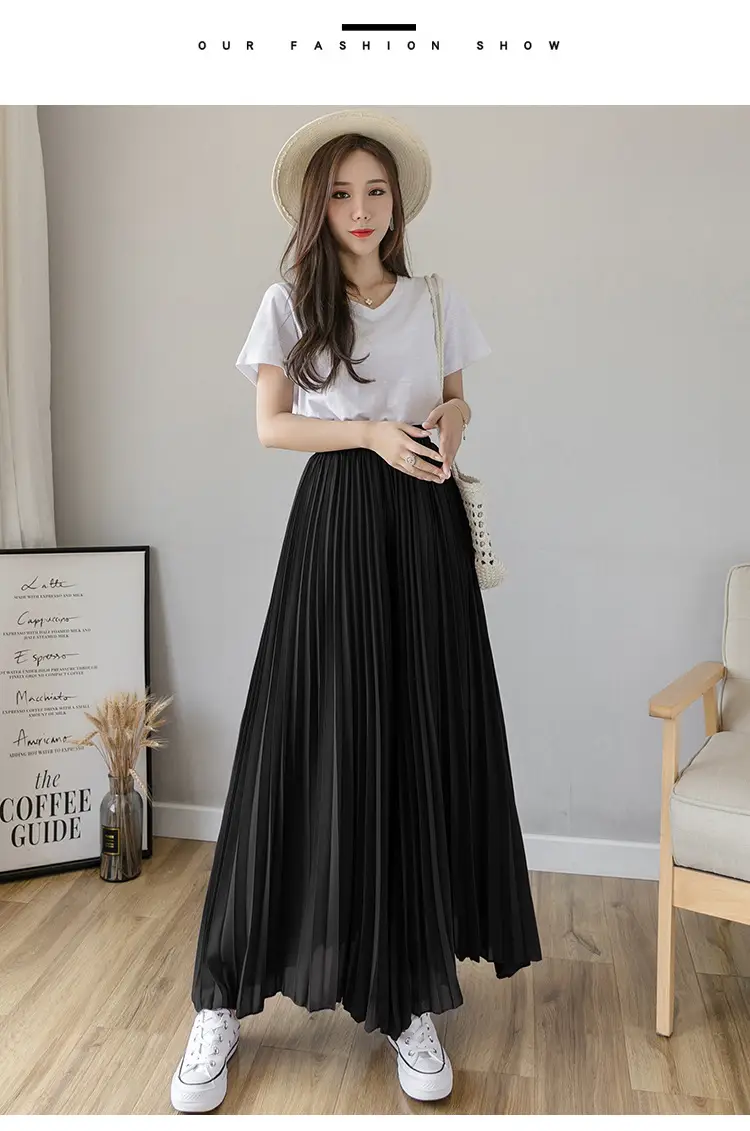 Women's Loose Pleated Chiffon Pants High Waist Purple Blue — feature 48
