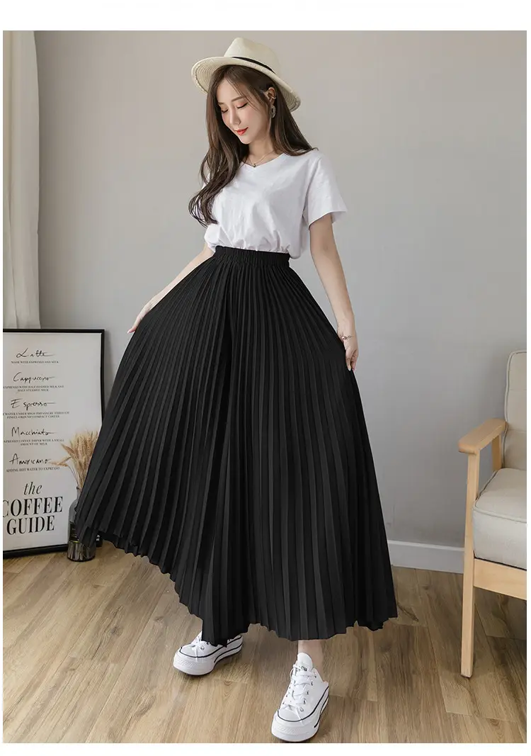 Women's Loose Pleated Chiffon Pants High Waist Purple Blue — feature 49