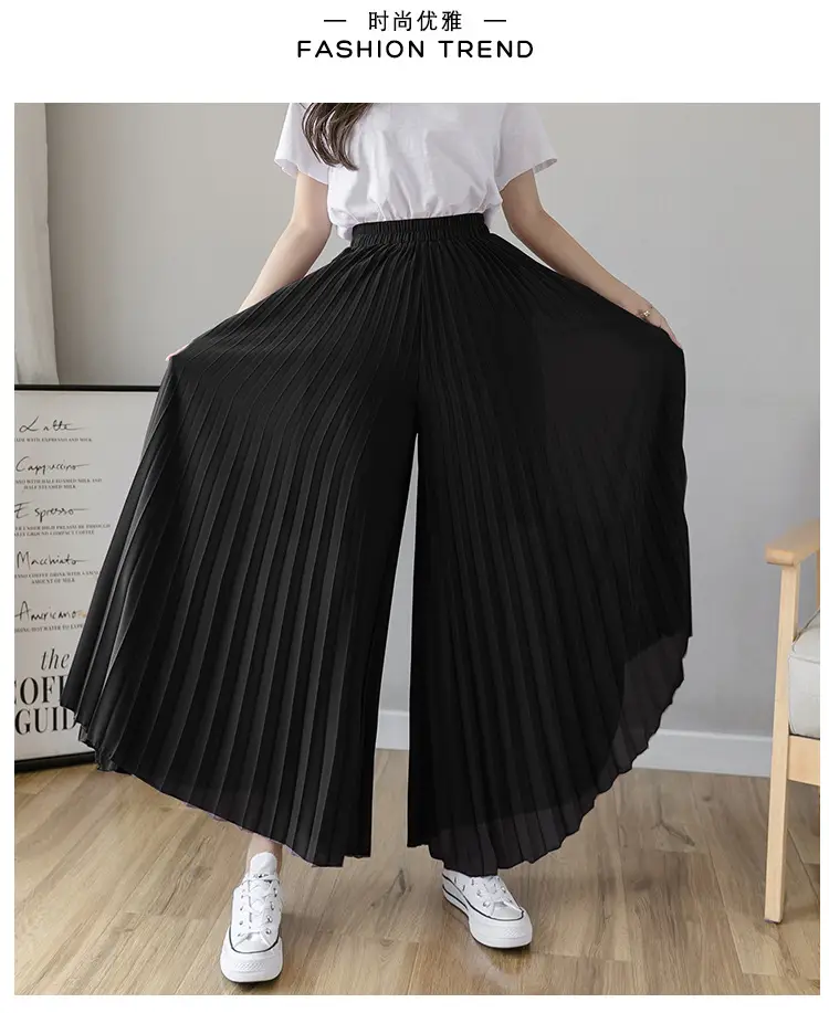 Women's Loose Pleated Chiffon Pants High Waist Purple Blue — feature 50